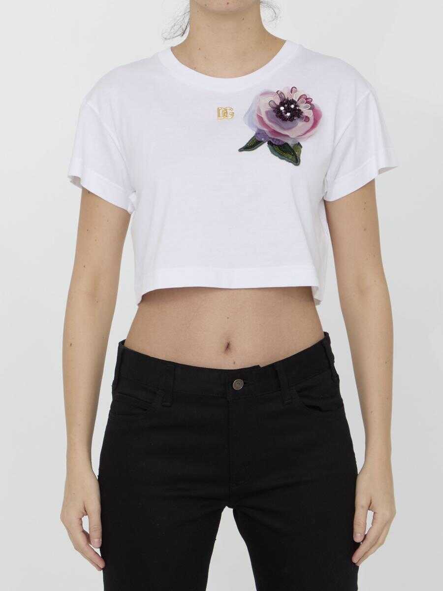 Dolce & Gabbana T-shirt with floral appliqué WHITE