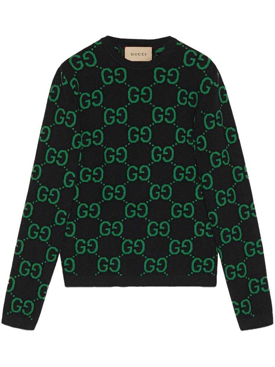 Gucci GUCCI GG Supreme wool crewneck sweater BLACK