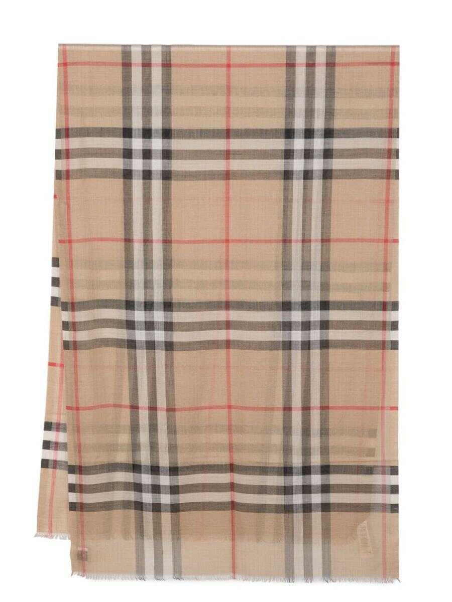 Burberry BURBERRY Giant Check wool and silk blend scarf BEIGE