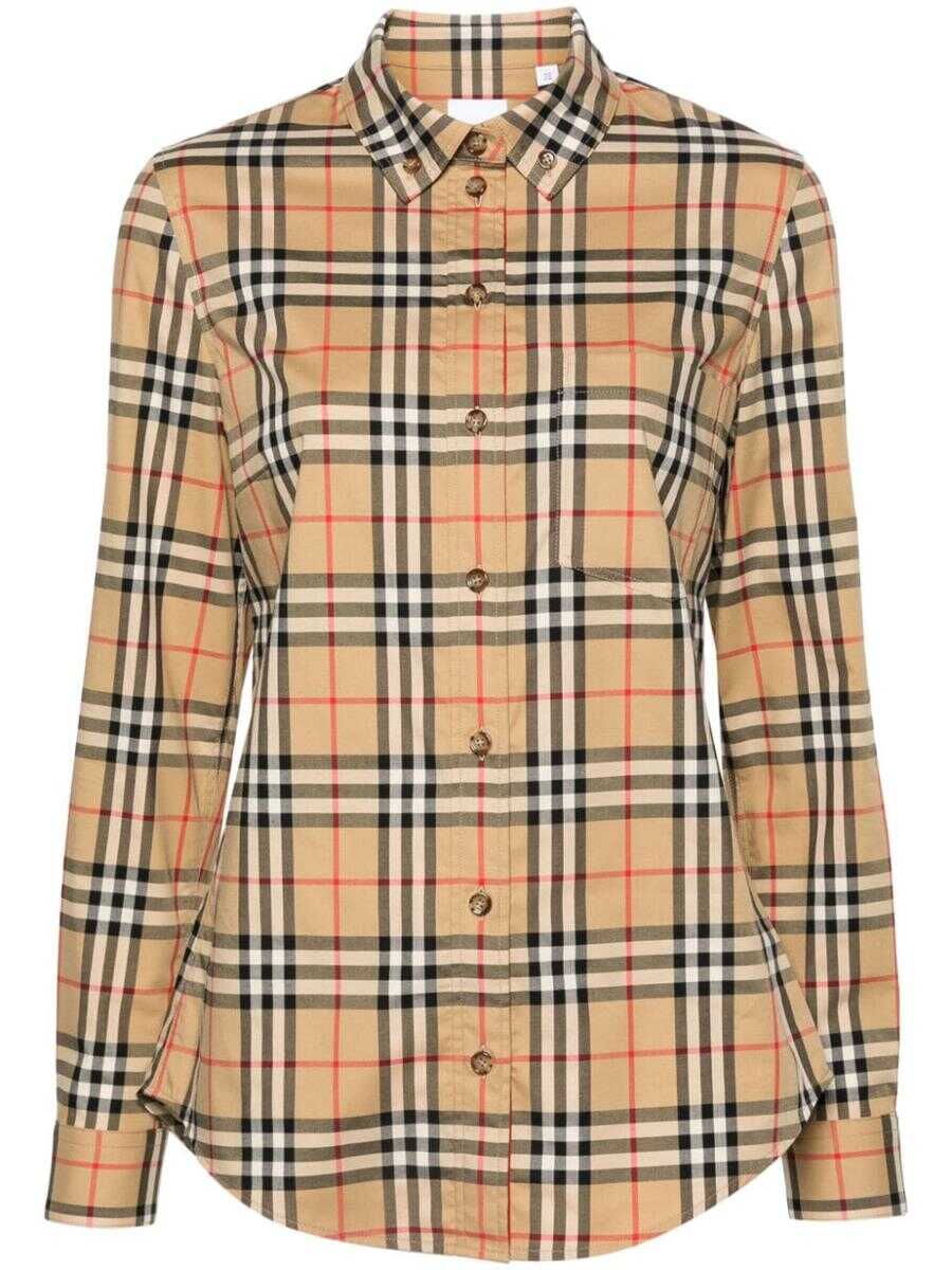 Burberry BURBERRY Check motif cotton shirt BEIGE