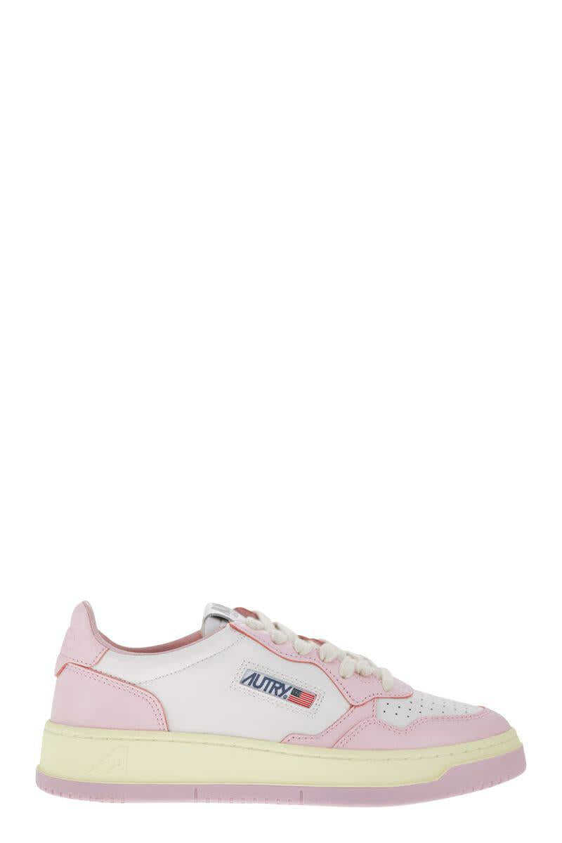 AUTRY AUTRY MEDALIST LOW - Two-tone Leather Sneakers WHITE/PINK