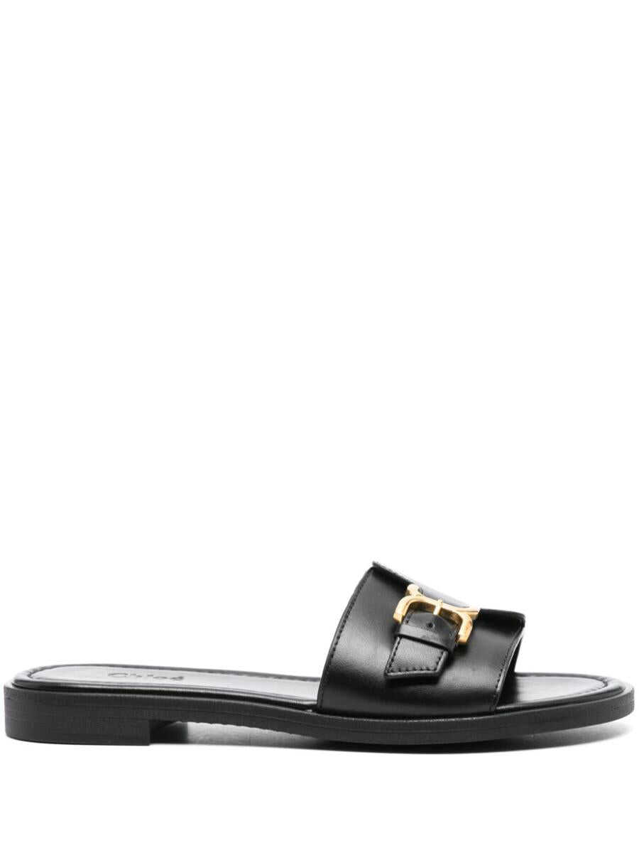 Chloe CHLOÉ Marcie leather flat sandals BLACK