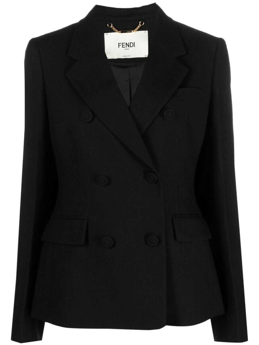 Poze Fendi FENDI Wool double-breasted blazer jacket BLACK b-mall.ro 