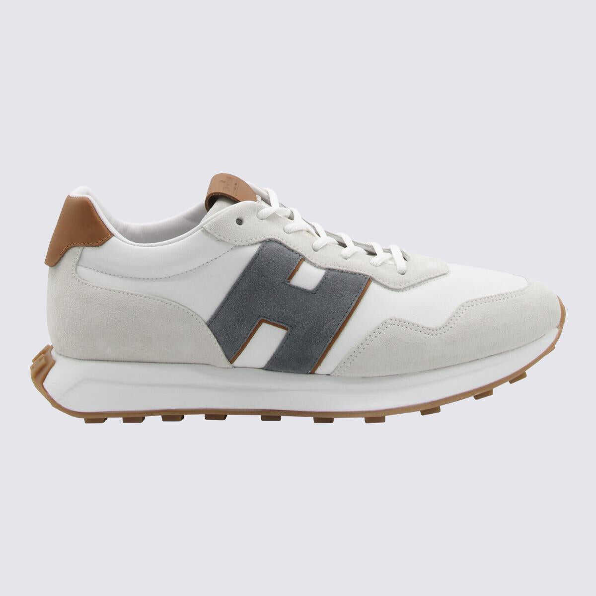 Hogan HOGAN WHITE AND GREY LEATHER SNEAKERS TAUPE/MULTI