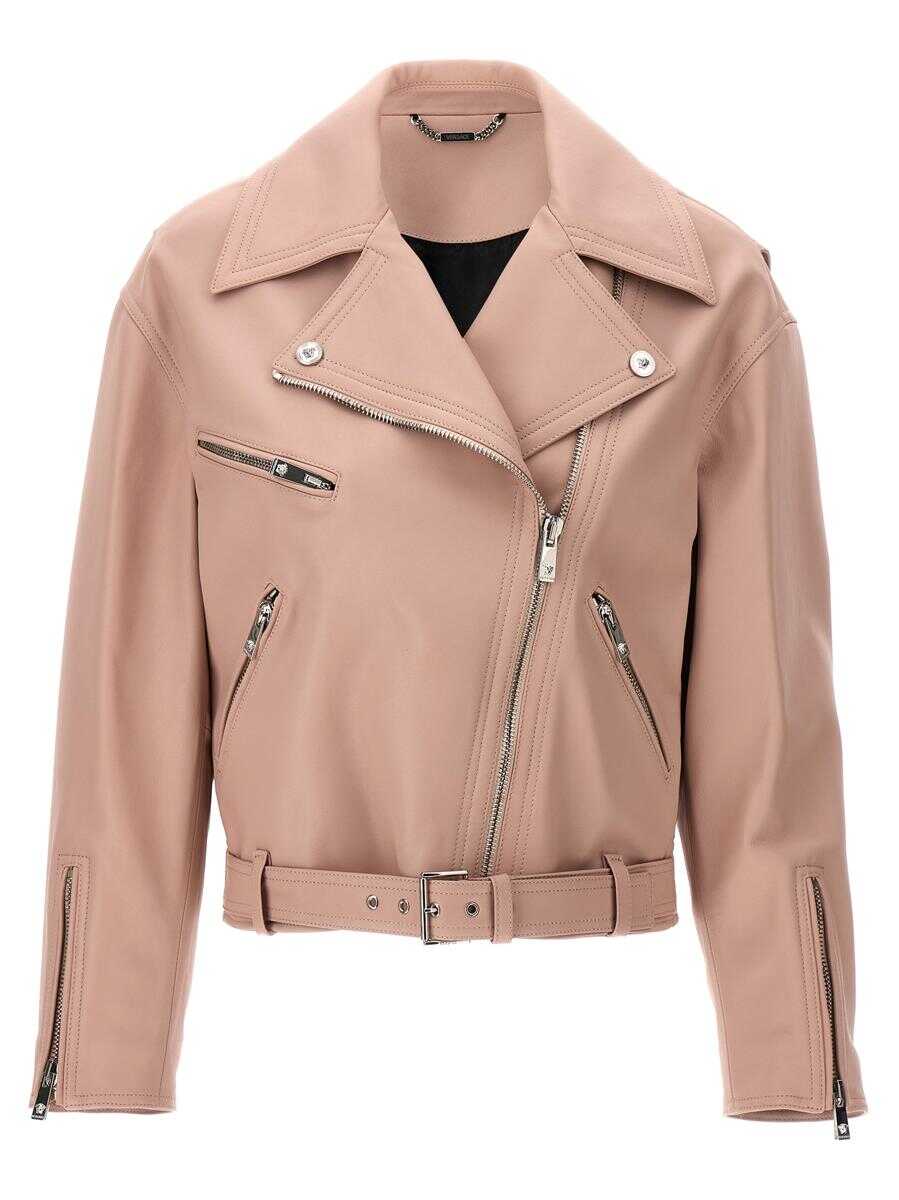 Versace VERSACE Biker leather jacket PINK