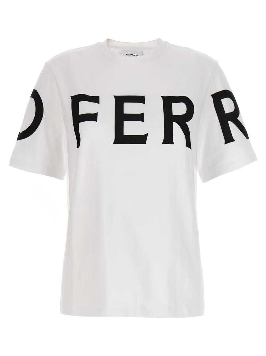 Poze Ferragamo FERRAGAMO Logo print T-shirt WHITE/BLACK b-mall.ro 