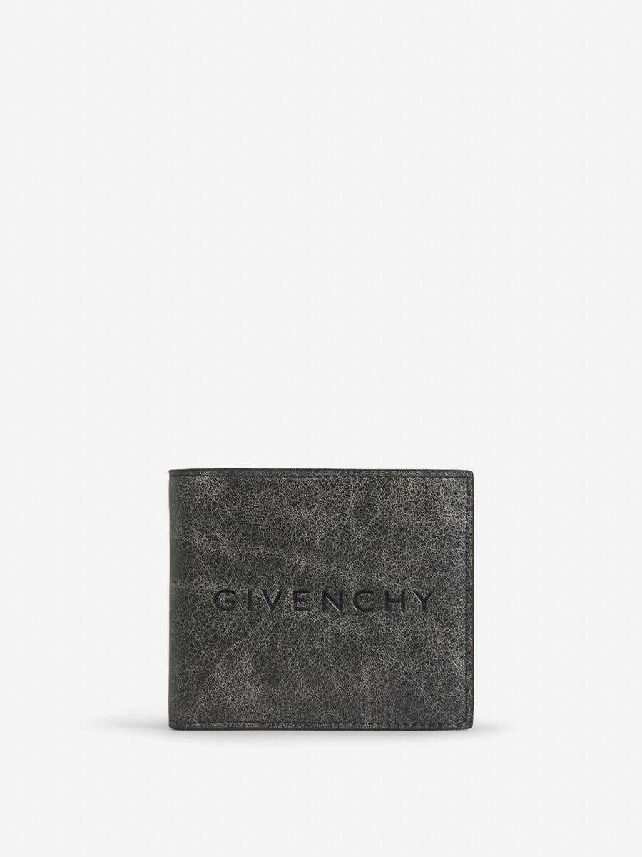 Givenchy GIVENCHY CRACKLED LEATHER WALLET CRACKLED VINTAGE BULLSKIN BIFOLD WALLET