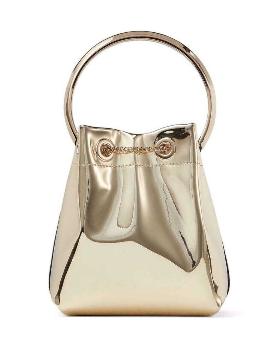 Jimmy Choo \'BON BON\' Mini Gold-Tone Handbag with Metal Bracelet Handle in Mirror Fabbric Woman GREY