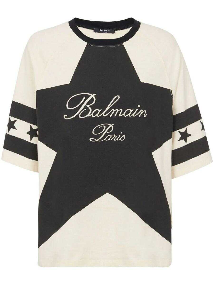 Balmain BALMAIN T-SHIRT STARS CLOTHING WHITE