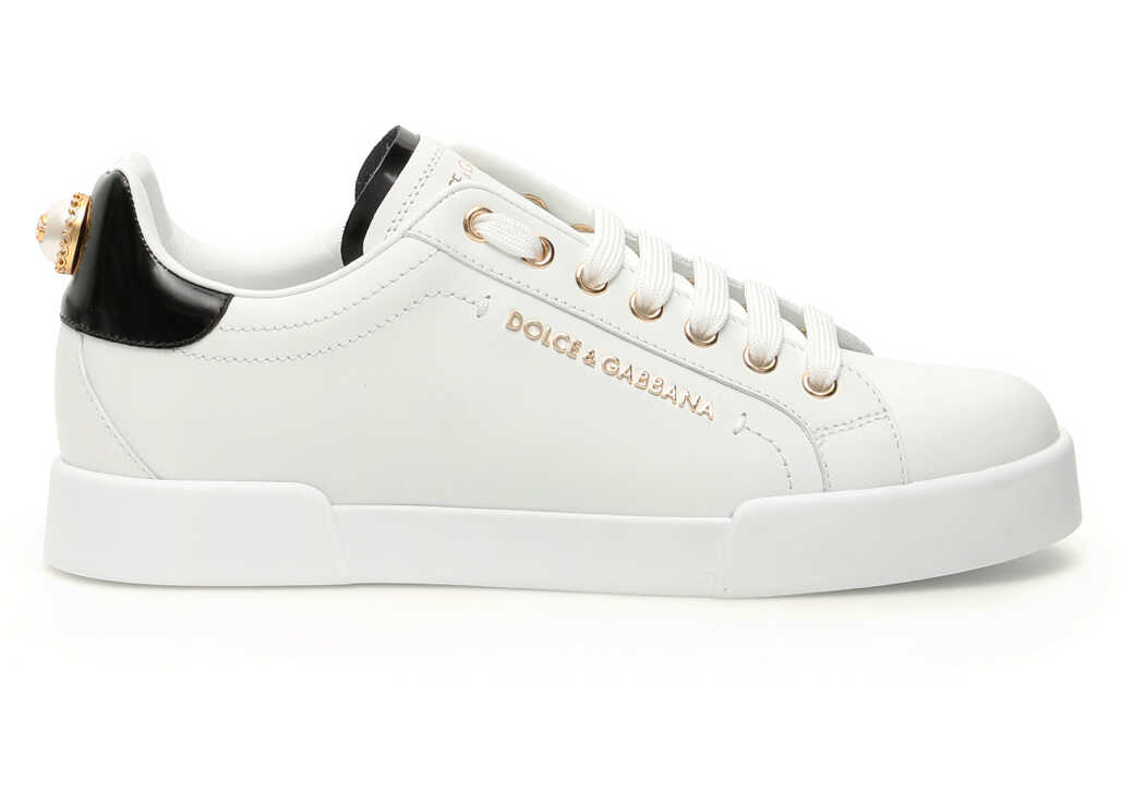 Dolce & Gabbana Portofino Sneakers With Pearl BIANCO ORO