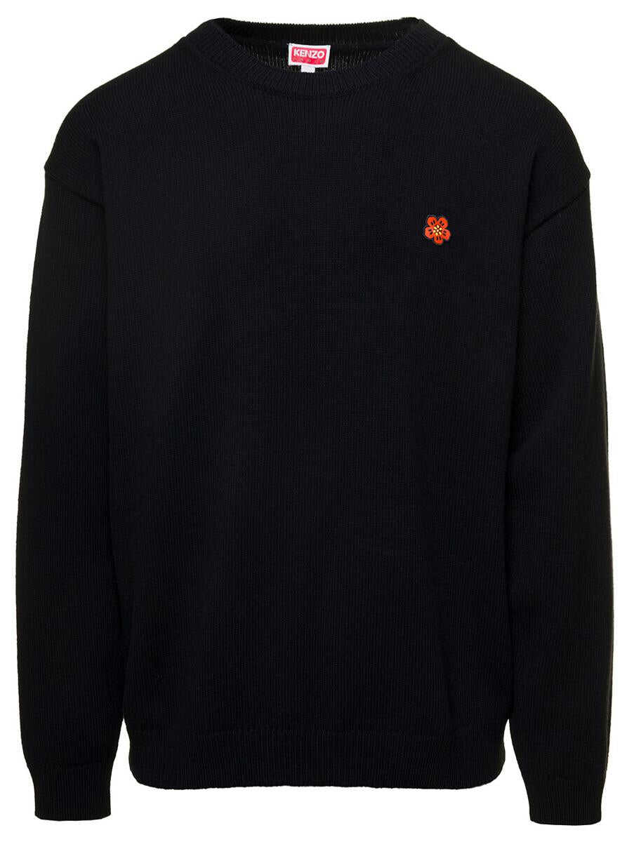 Kenzo Black Sweatshirt with Boke Flower Print in Wool Man BLACK