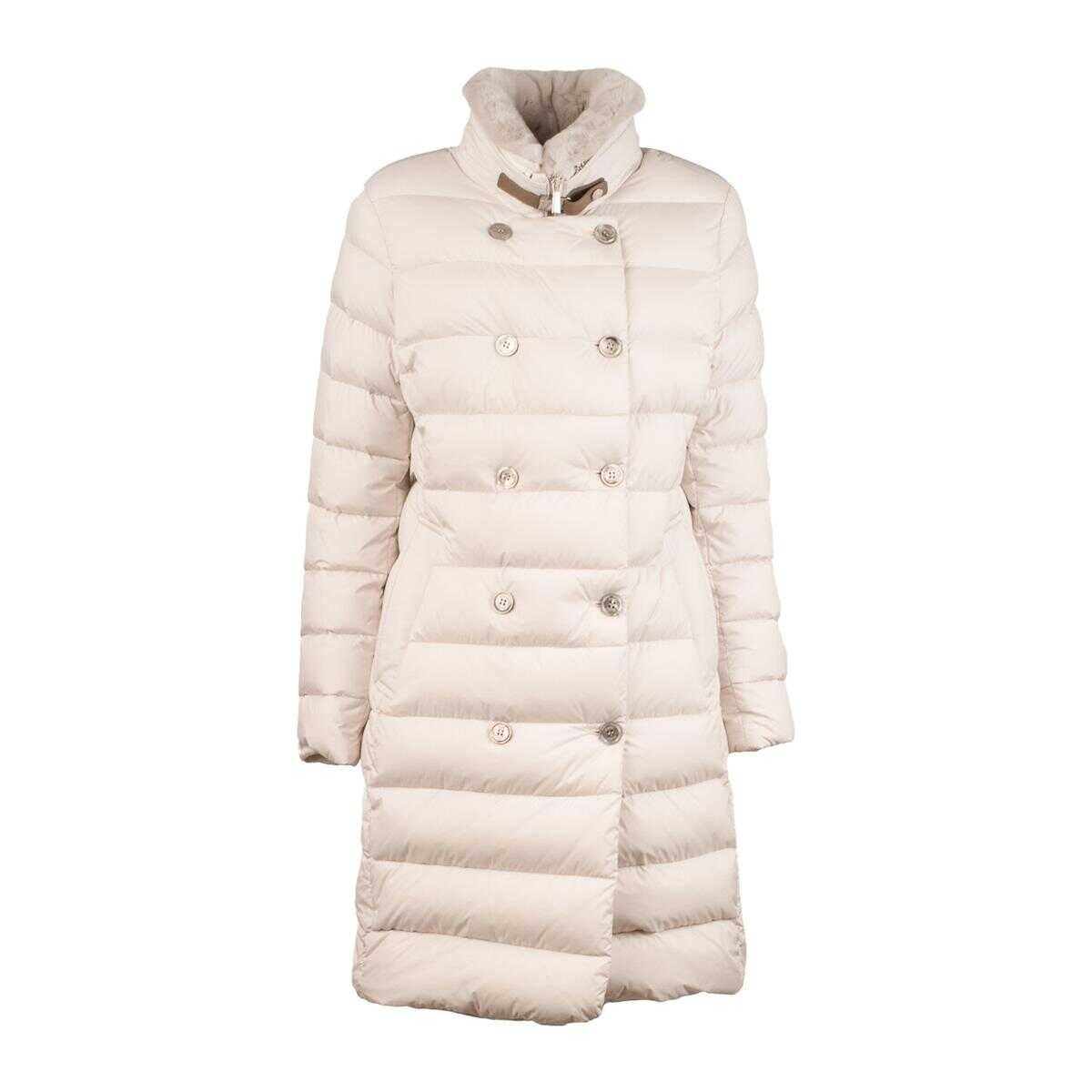 MOORER MOORER Double-breasted down jacket with lapin collar WHITE
