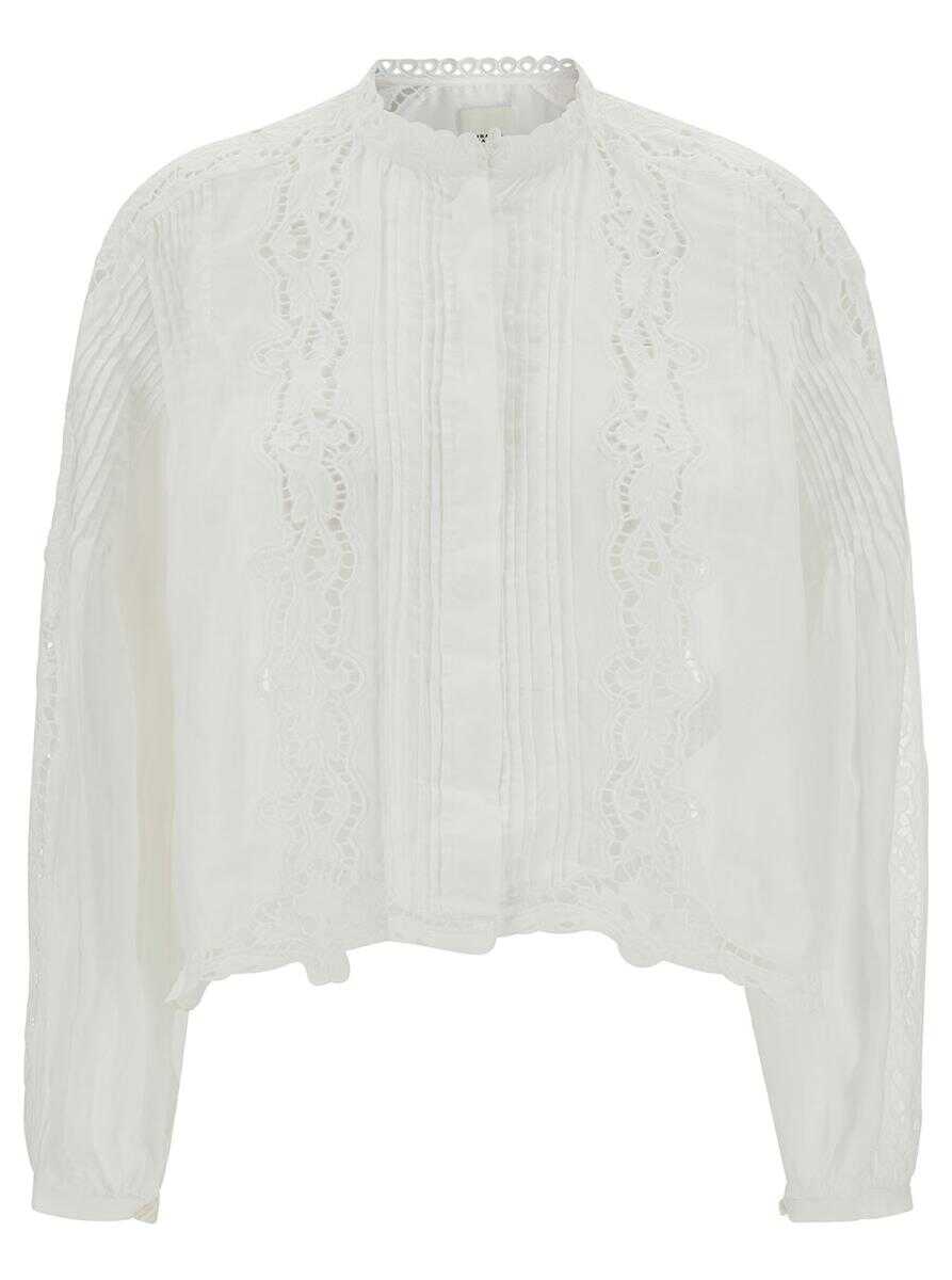 Isabel Marant White Shirt with Embroideries in Ramie Woman WHITE
