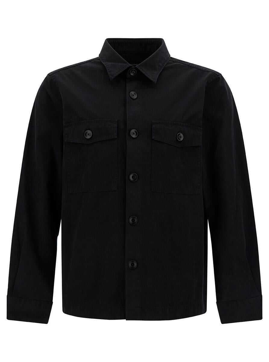 Tom Ford Black Shirt with Tonal Buttons and Patch Pockets in Cotton Man BLACK