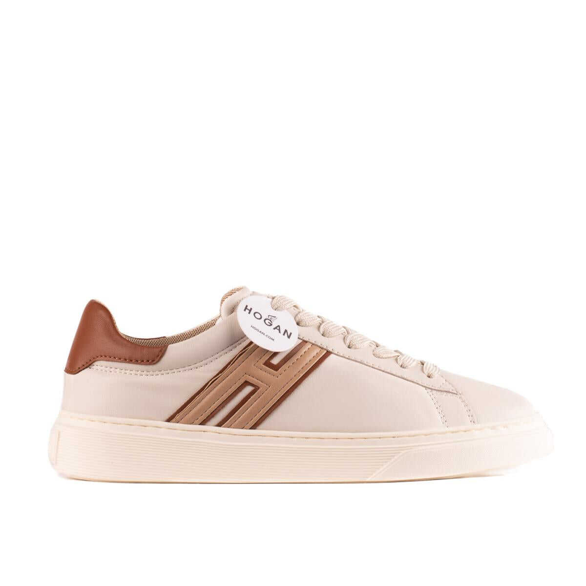 HOGAN HOGAN H365 Ivory and Brown Sneakers WHITE