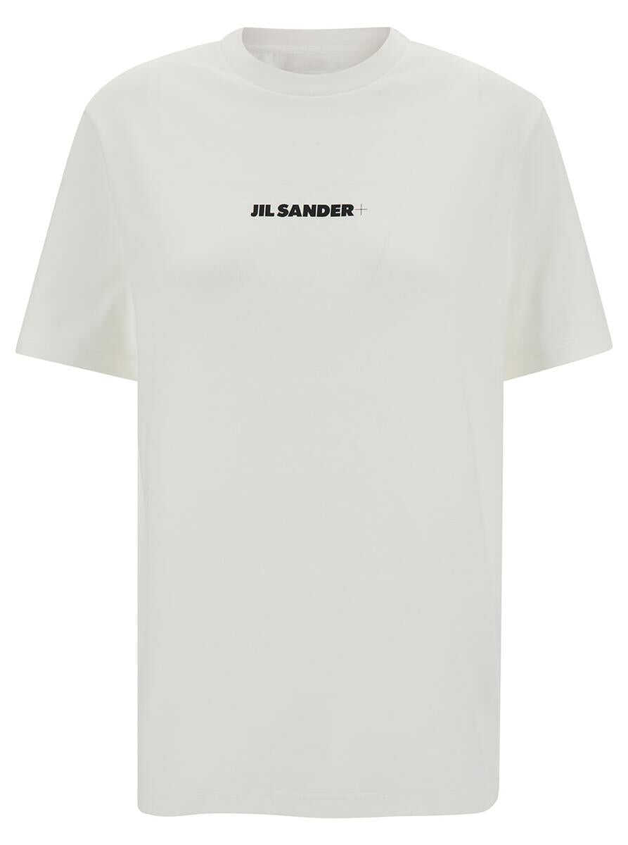 JIL SANDER White T-Shirt with Contrasting Logo Print in Cotton Woman WHITE