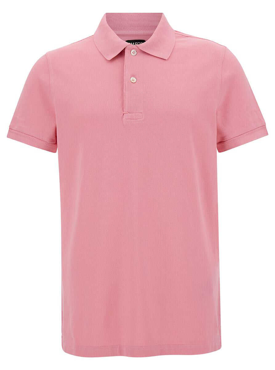 Tom Ford Pink Short-Sleeves Polo in Cotton Piquet Jersey Man PINK