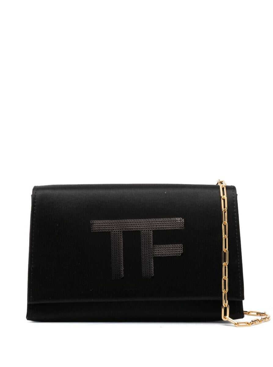 Tom Ford SHINY STAMPED CROC DISCO BAG BLACK