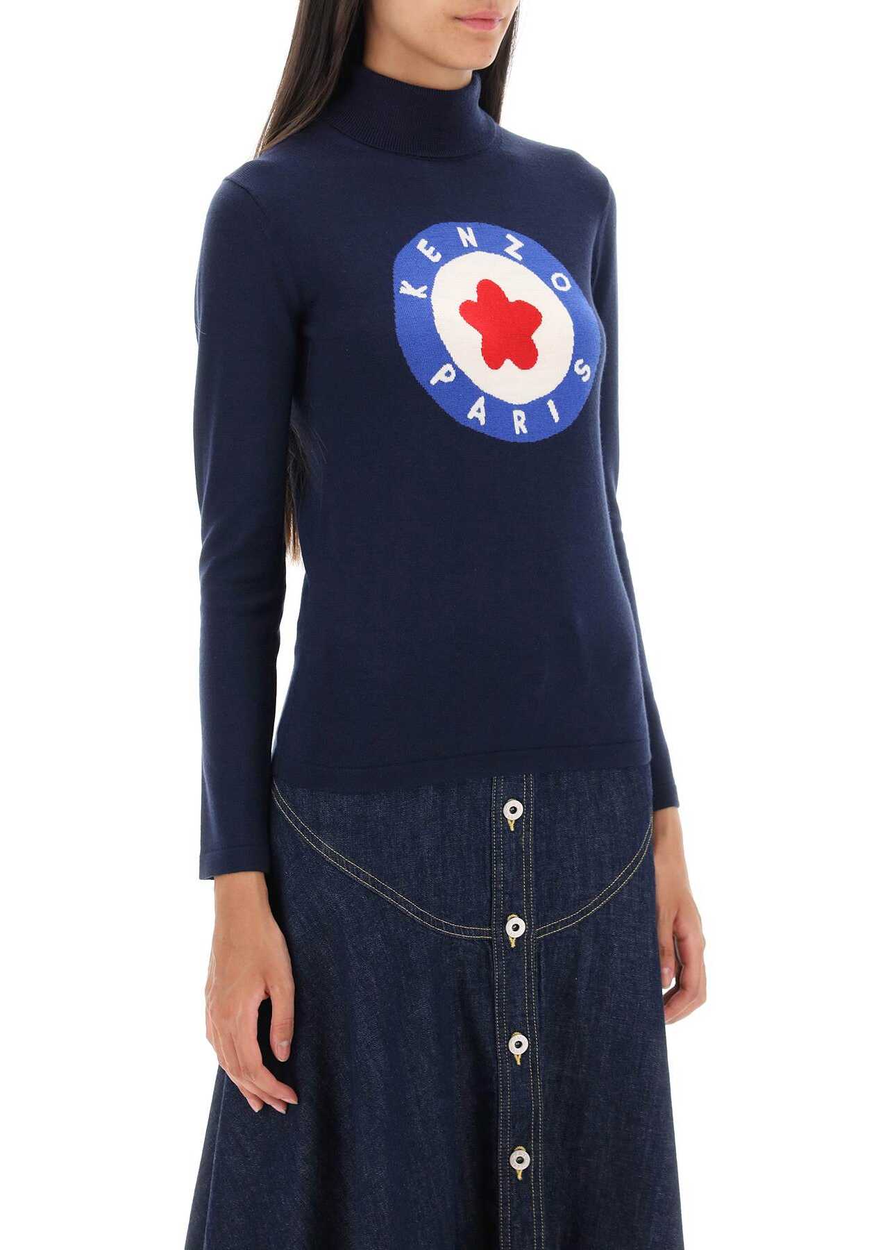 Kenzo Target Wool Turtleneck Sweater BLEU NUIT