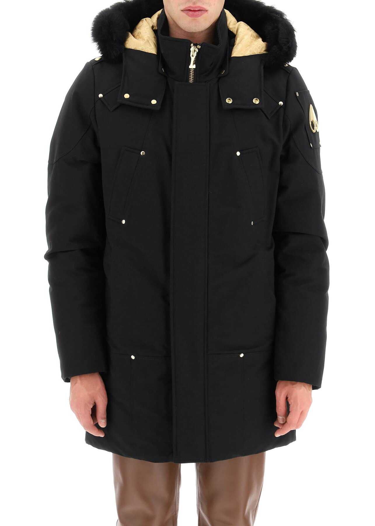 Moose Knuckles Gold Stirling Neoshear Parka With Shearling Trimming BLK W BLK SH