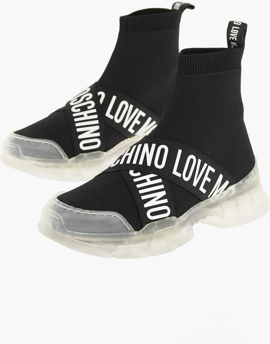Moschino Love 4Cm Braided Logoed Band Trek45 Sock Sneakers* Black