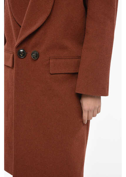 Paltoane DSQUARED2 Double Breasted Drop Shoulder Coat With Half-Belt Orange Femei (BM 12457401) 3