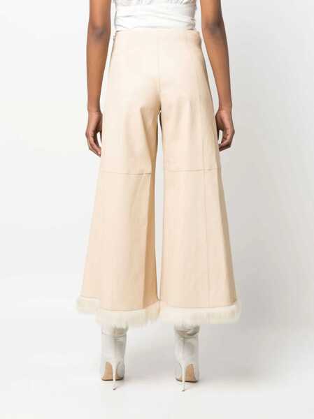 Pantaloni casual BY MALENE BIRGER Leather Muriell Cut-Out Pants With Fur On The Hem Brown Femei (BM 12457416) 4