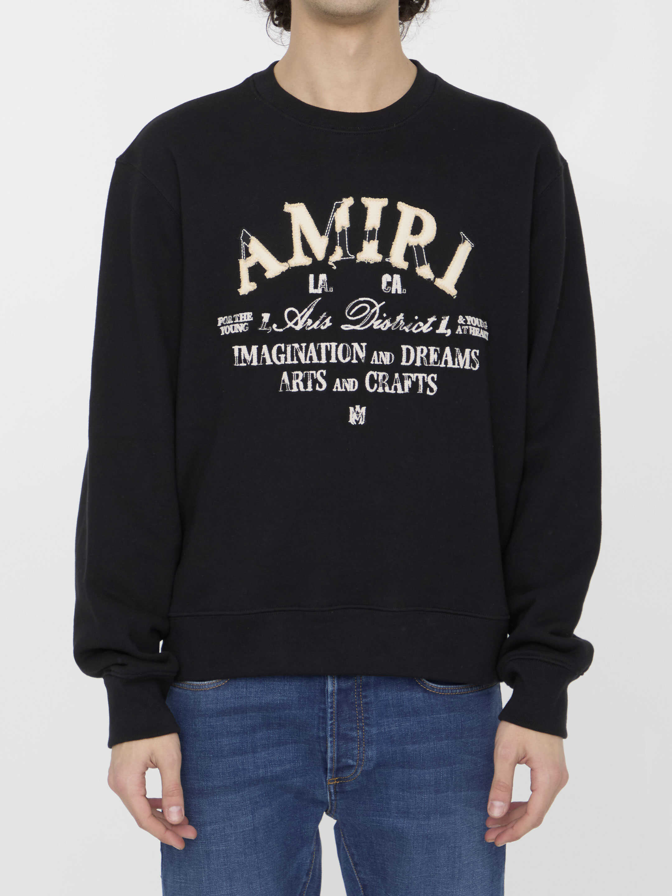 AMIRI Distressed Arts District Sweatshirt BLACK