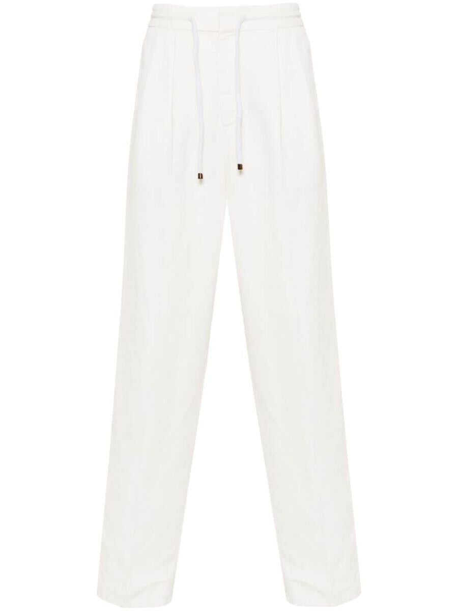 Brunello Cucinelli BRUNELLO CUCINELLI Linen and cotton blend trousers WHITE