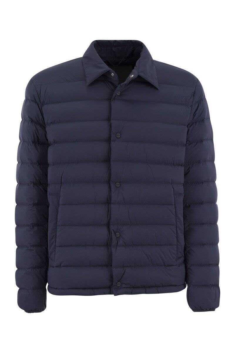 Herno HERNO Resort shirt down jacket in light stretch nylon BLUE