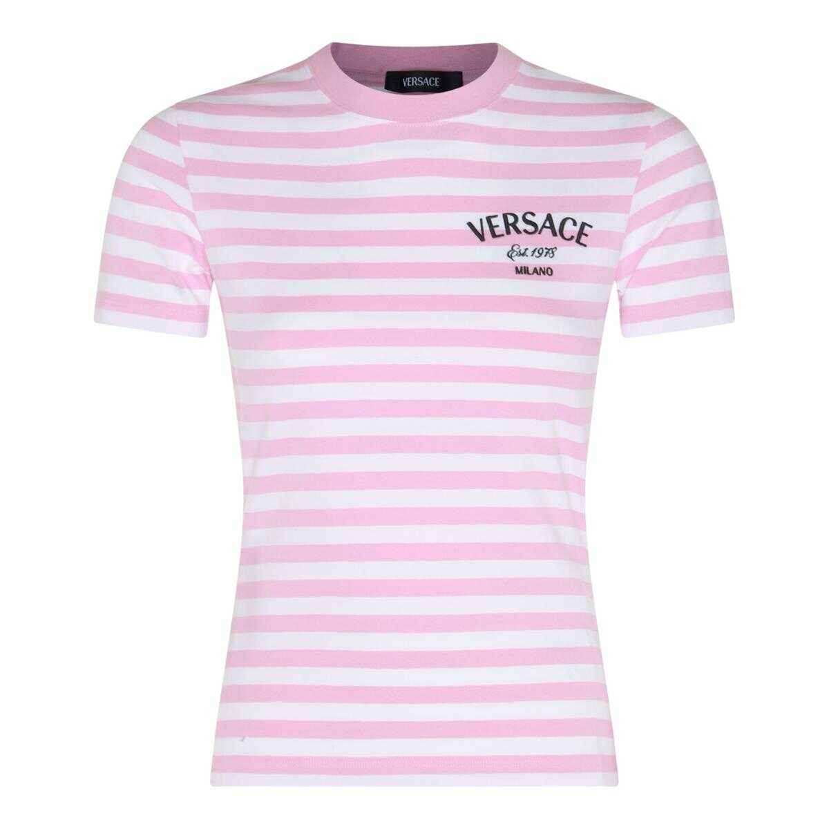 Versace Versace T-shirts and Polos WHITE+PALE PINK+MULTICOLOUR