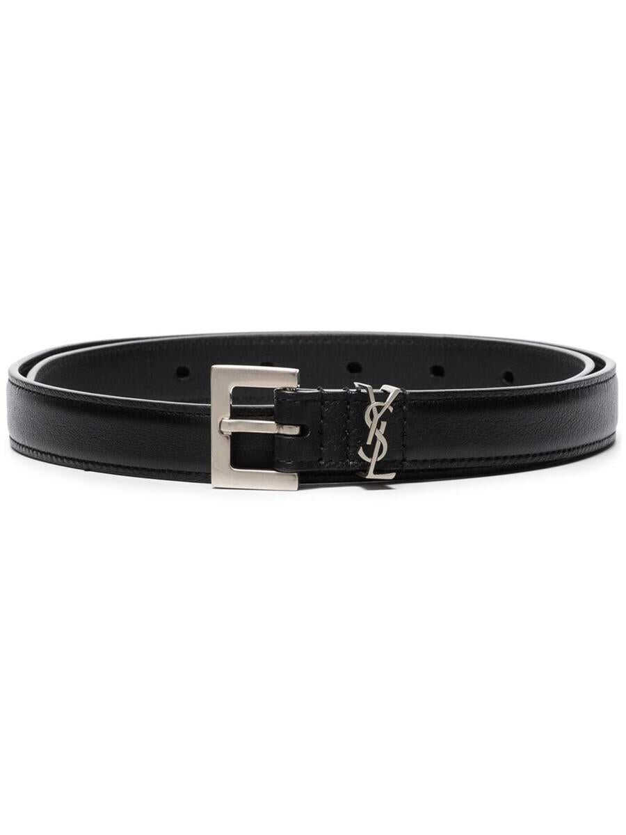 Saint Laurent SAINT LAURENT Cassandre leather belt BLACK