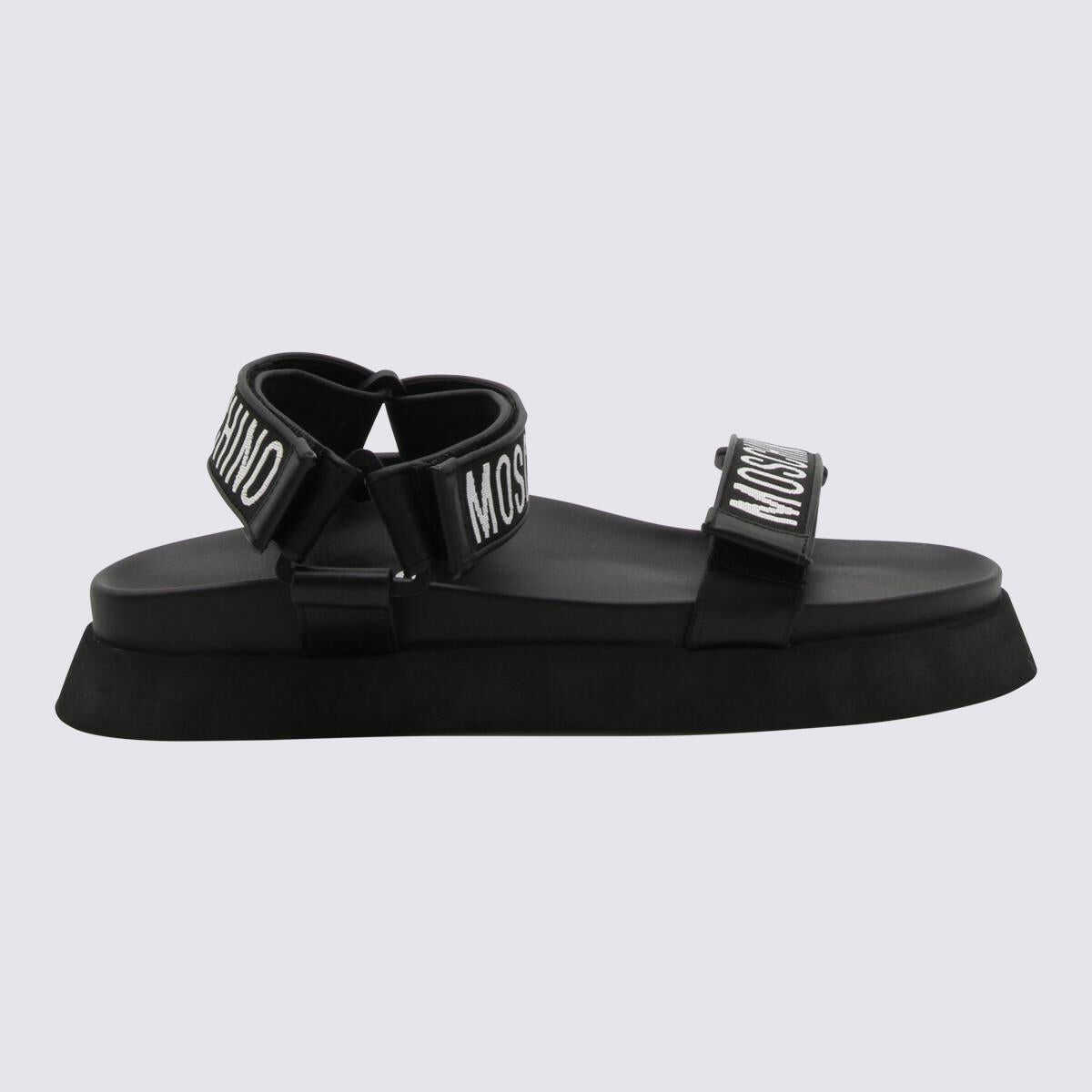 Moschino MOSCHINO BLACK RUBBER LOGO SANDALS BLACK