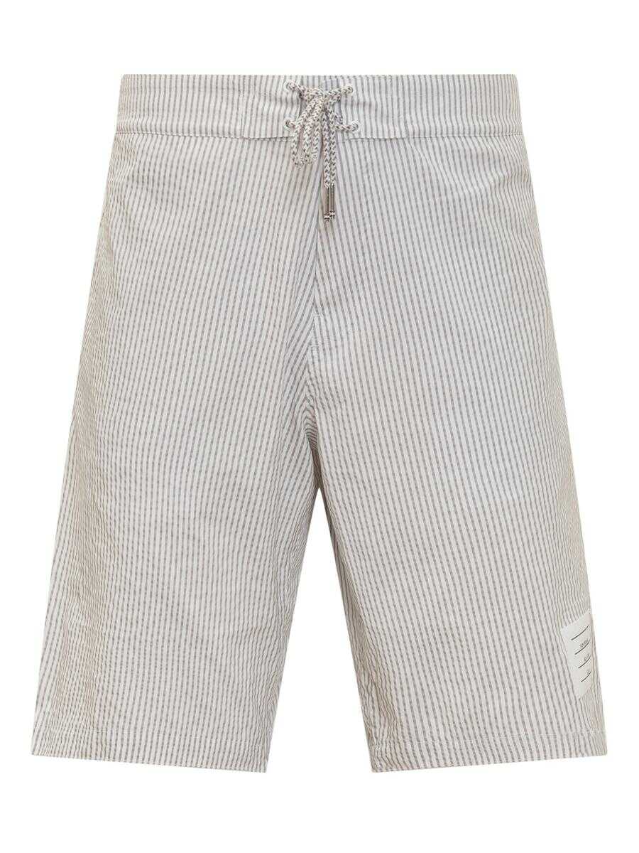 Thom Browne THOM BROWNE Seersucker beach shorts GREY