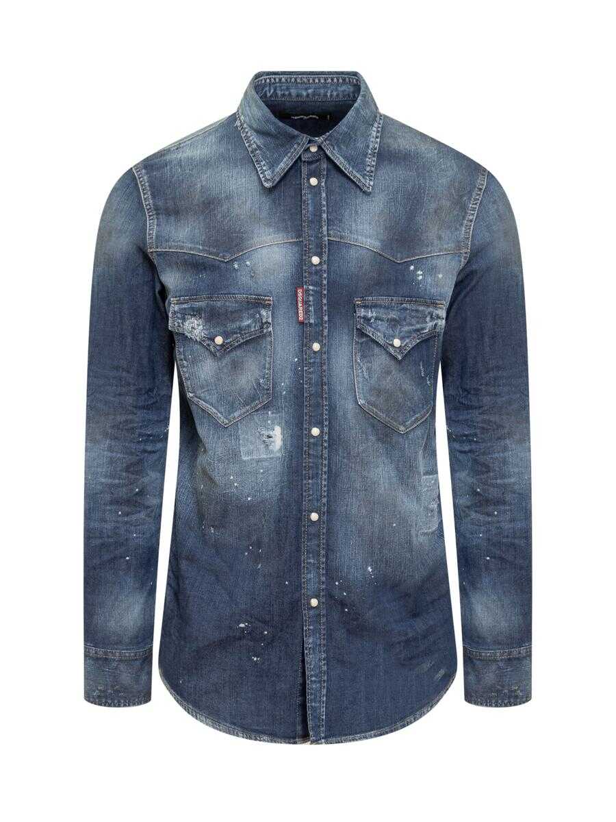 DSQUARED2 DSQUARED2 Denim Shirt Fashion Western BLUE