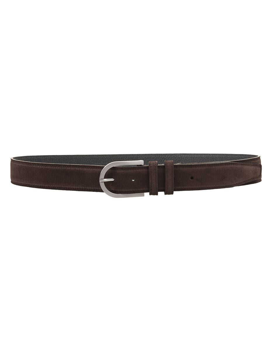 KITON KITON Suede Belt With Silver Buckle BROWN