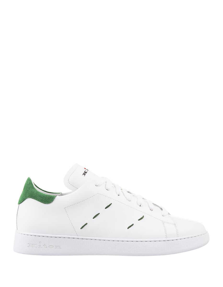 KITON KITON White Leather Sneakers With Details GREEN