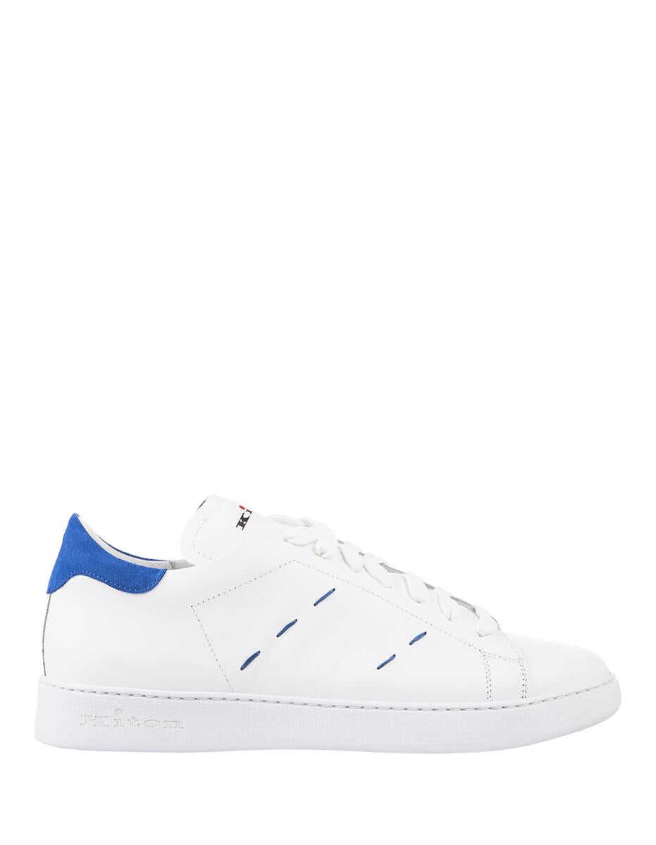 KITON KITON White Leather Sneakers With Details BLUE