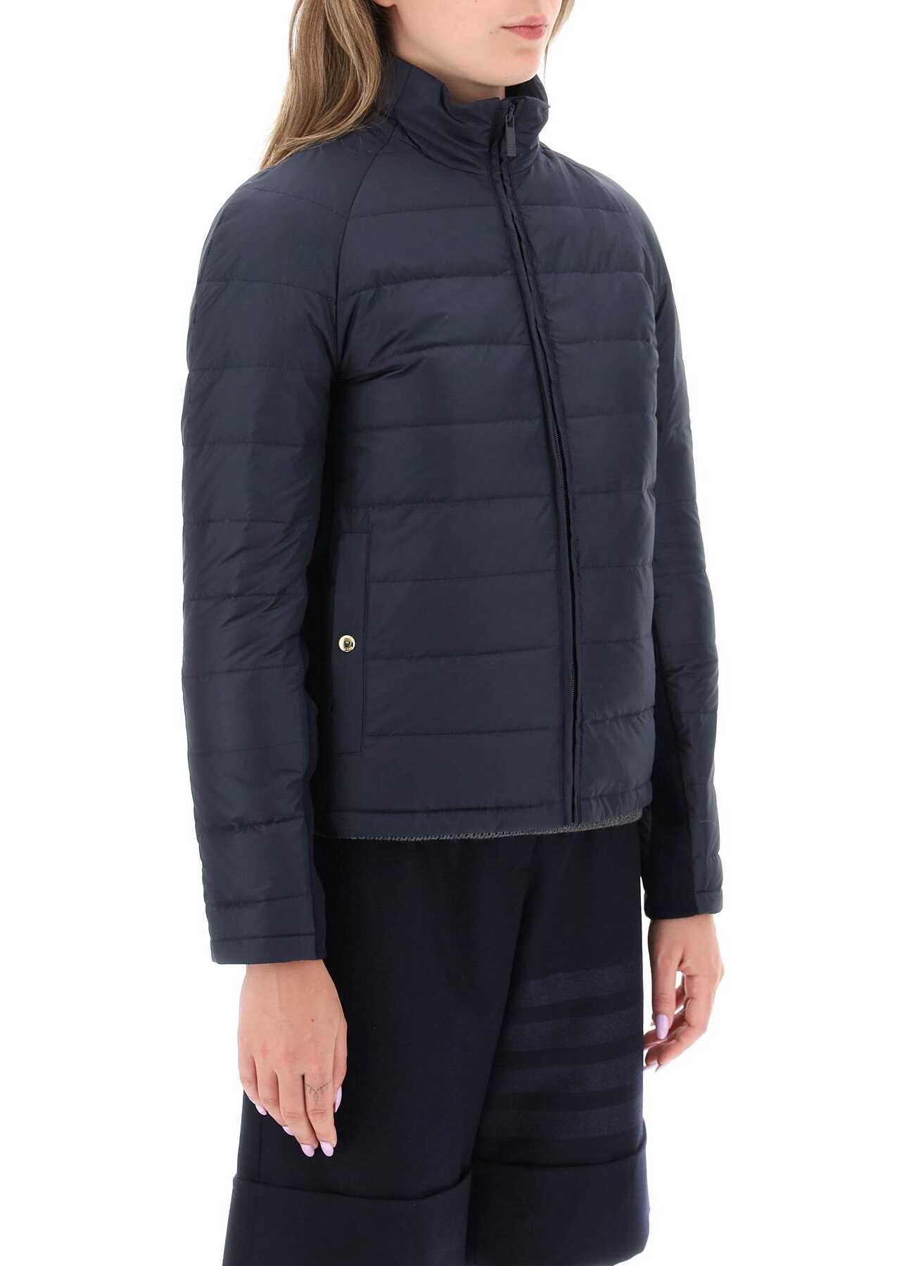 Thom Browne Quilted Puffer Jacket With 4-Bar Insert NAVY