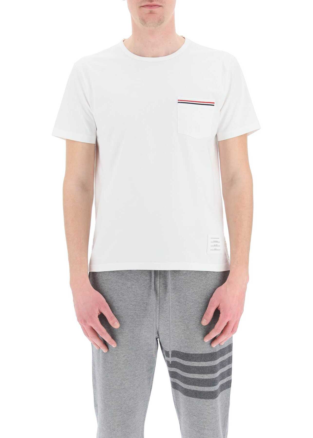 Thom Browne T-Shirt With Tricolor Pocket WHITE