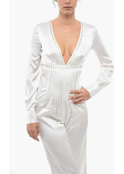 Salopete Philipp Plein Satin Be Elegant Jumpsuit White Femei (BM 12473691) 4