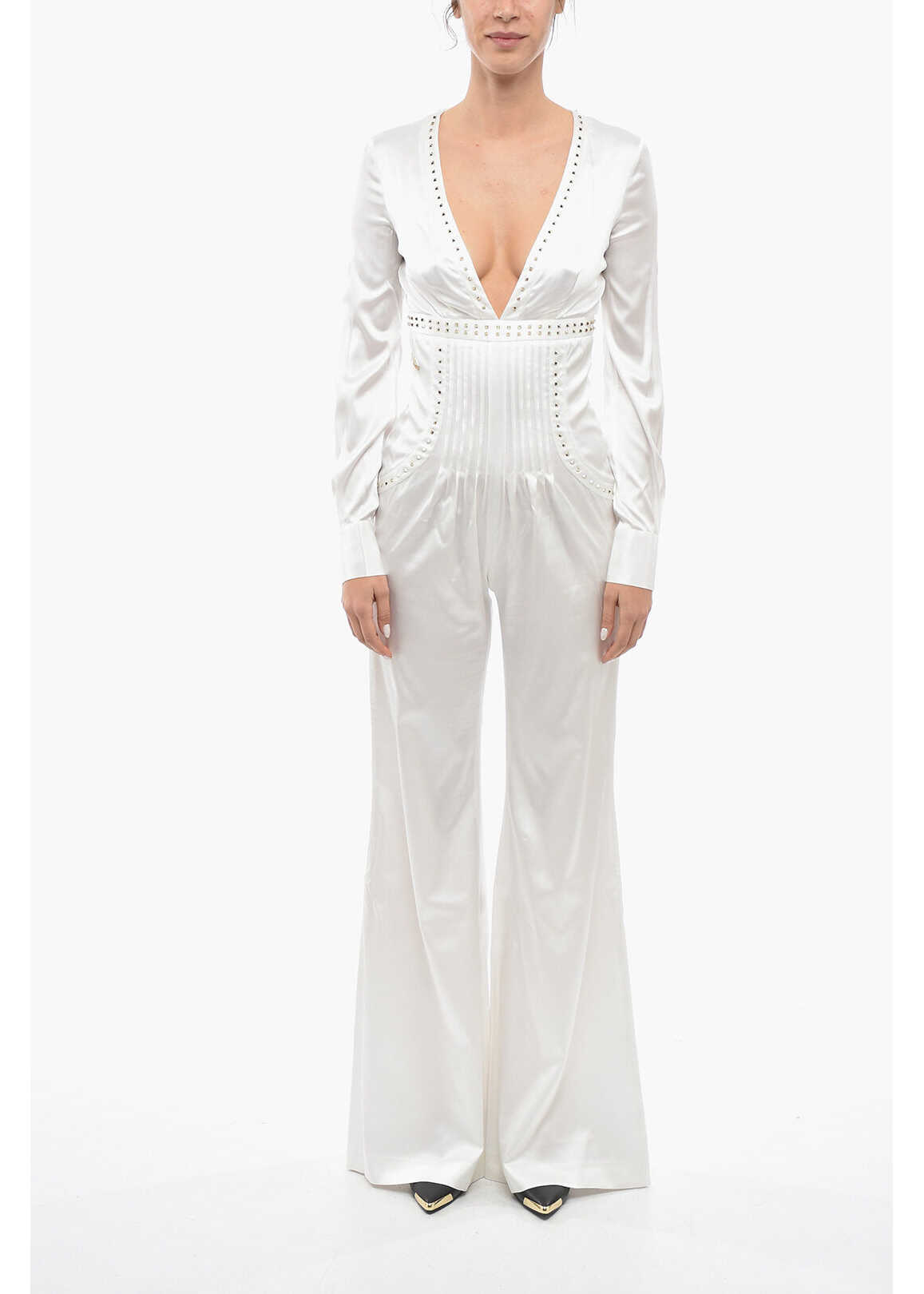 Poze Philipp Plein Satin Be Elegant Jumpsuit White b-mall.ro 