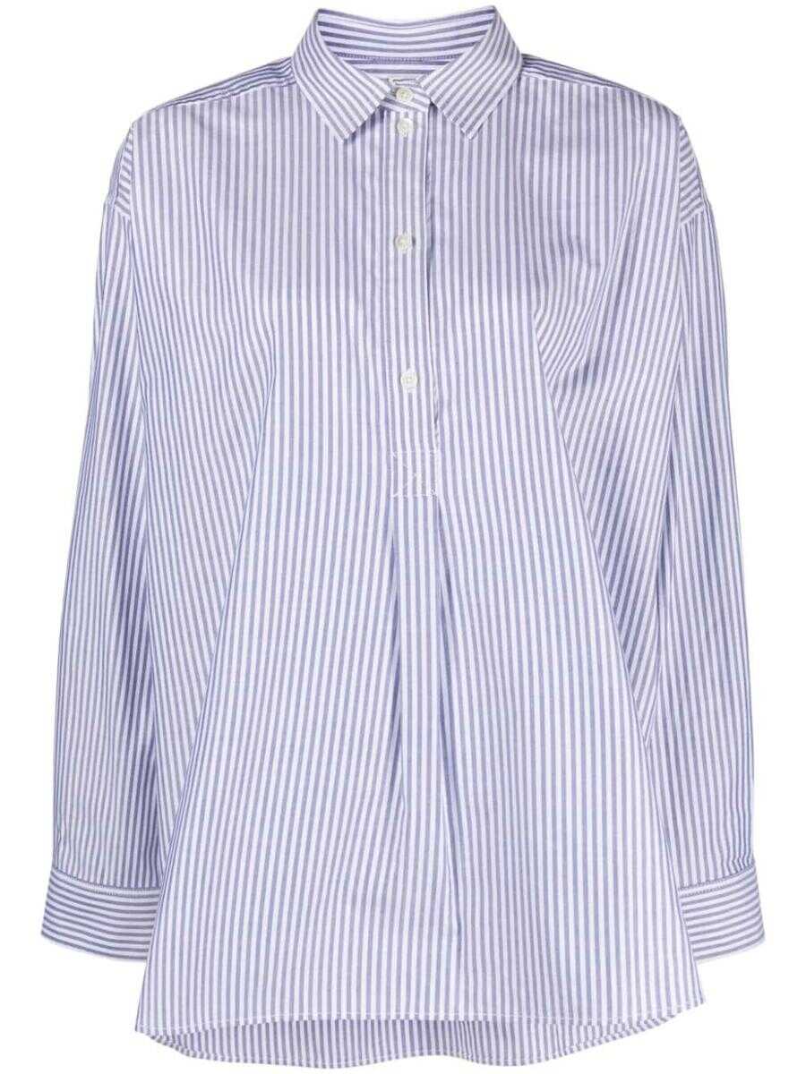 TOTÊME TOTEME STRIPED HALF-PLACKET SHIRT BLUE