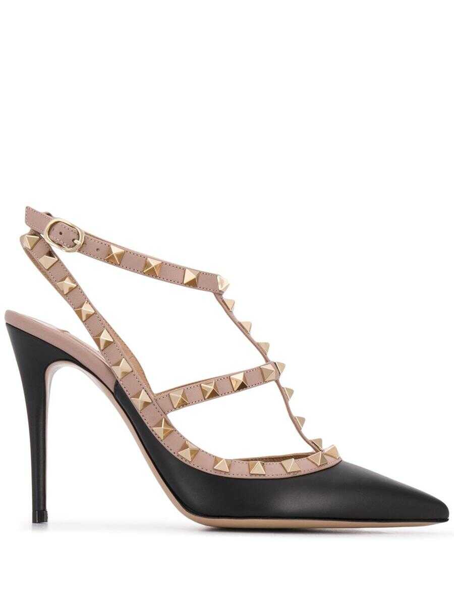 Valentino Garavani VALENTINO GARAVANI Rockstud leather slingback pumps BLACK