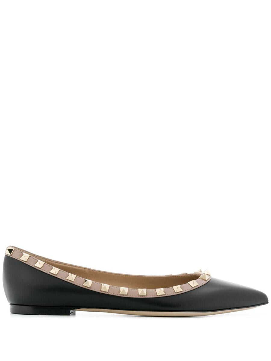 Valentino Garavani VALENTINO GARAVANI Rockstud leather ballet flats BLACK