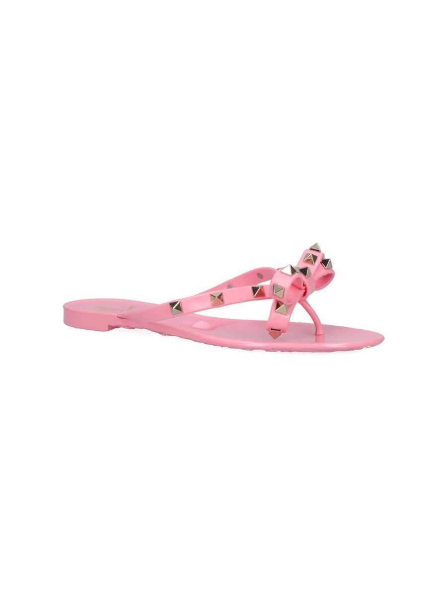 Valentino Garavani VALENTINO GARAVANI Rockstud rubber thong sandals PINK