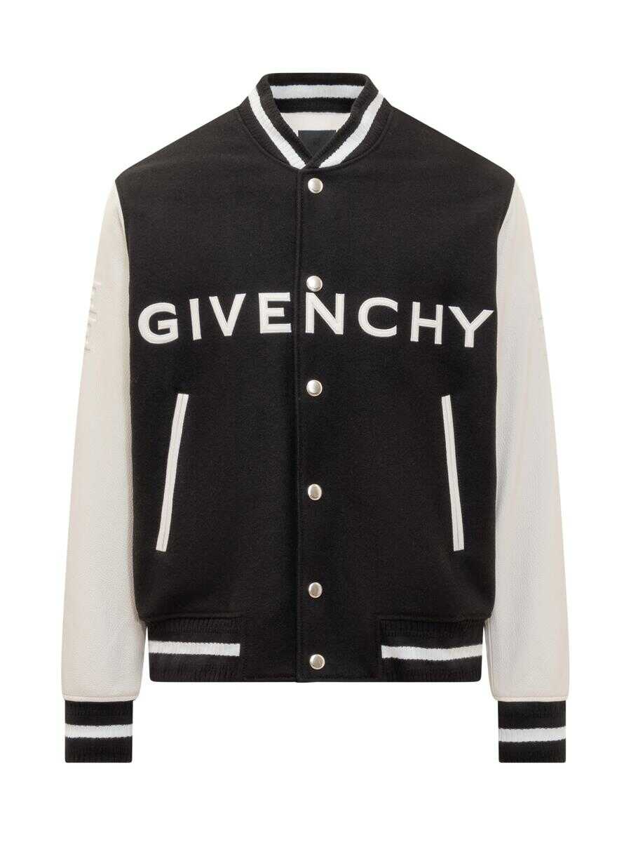 Givenchy GIVENCHY Wool Varsity Bomber Jacket with Logo BLACK