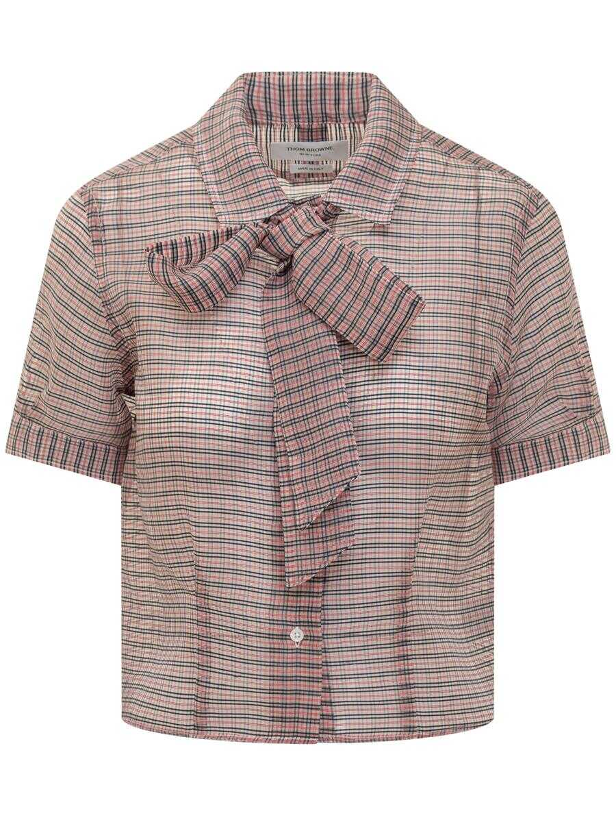 Thom Browne THOM BROWNE Tucked Check Blouse RED