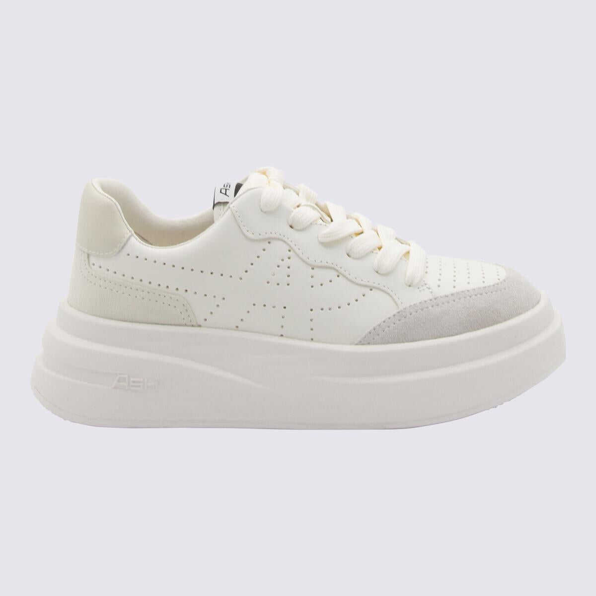 ASH ASH WHITE AND TALC LEATHER SNEAKERS WHITE/TALC