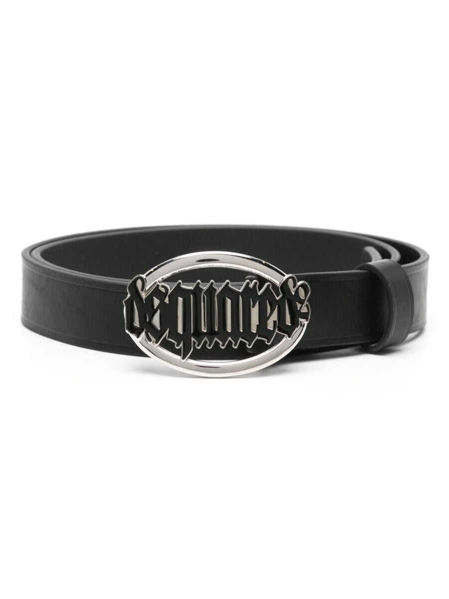 DSQUARED2 DSQUARED2 Gothic logo-buckle leather belt BLACK